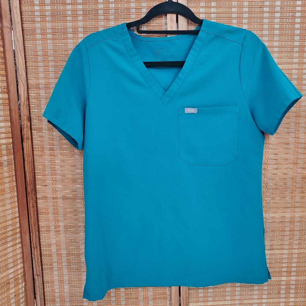 ♡ Figs Catarina Womens One Pocket Scrub Top in Teal Size Small